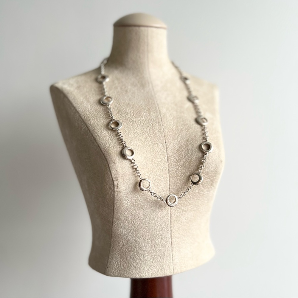 Solid Sterling Silver Circle Necklace - image 4